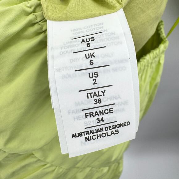 NWT Nicholas Women's Lime Cutout Berta Short Sleeves Mini Dress Size‎ 2 - Picture 10 of 12